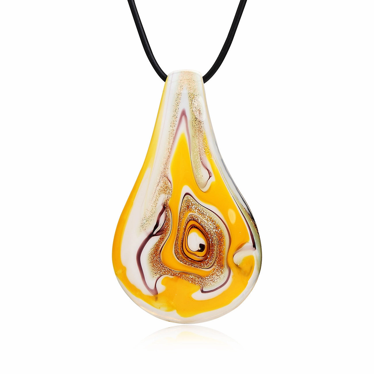 Wholesale Blue Orange Messy Silk Flat Water Drop Glass Ethnic Style Necklace