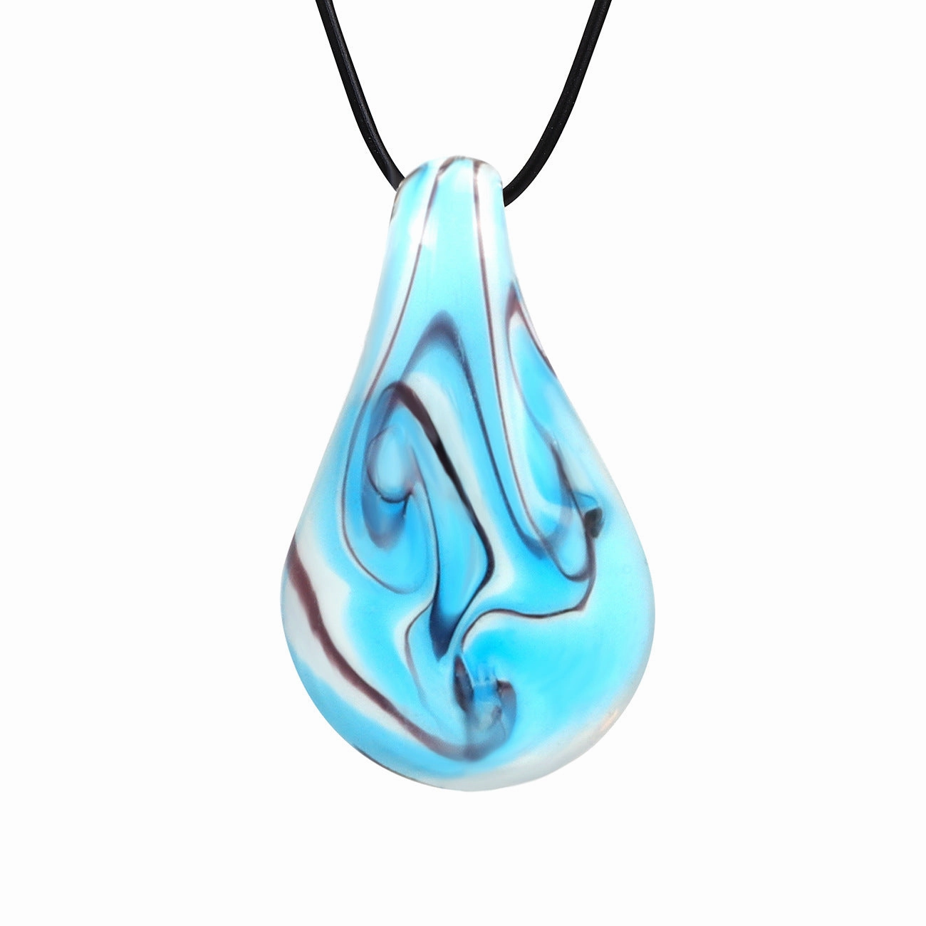 Wholesale Blue Orange Messy Silk Flat Water Drop Glass Ethnic Style Necklace