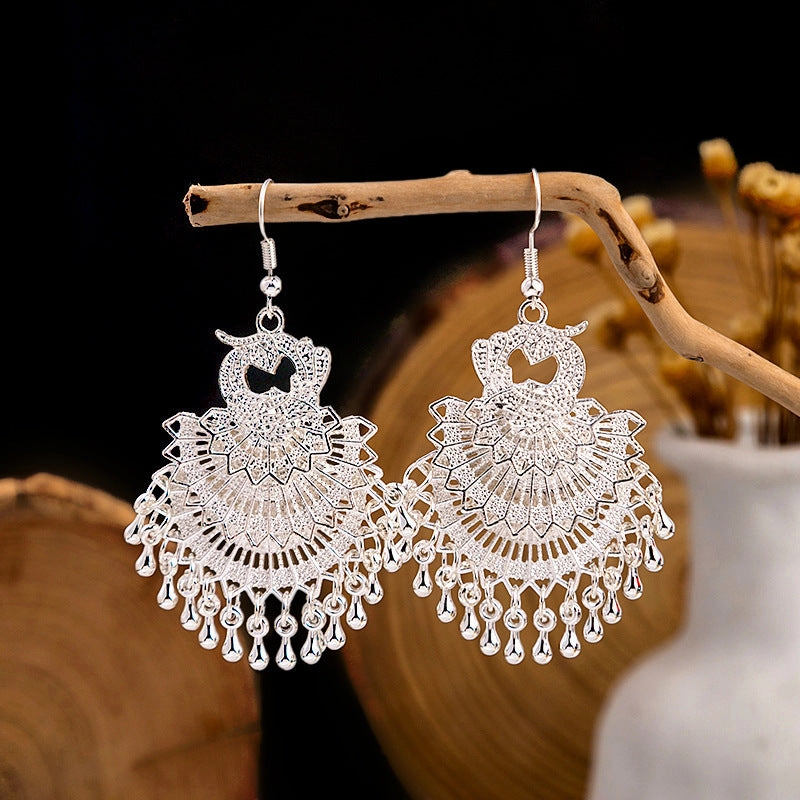 Wholesale Blue Peacock Alloy Earrings