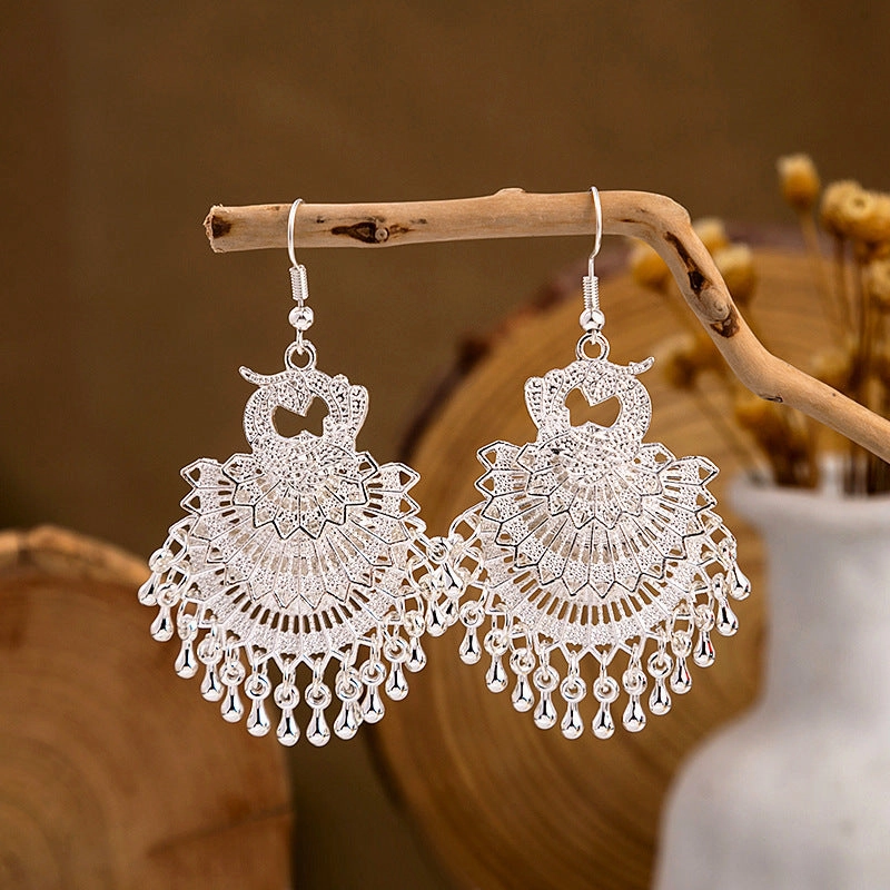 Wholesale Blue Peacock Alloy Earrings