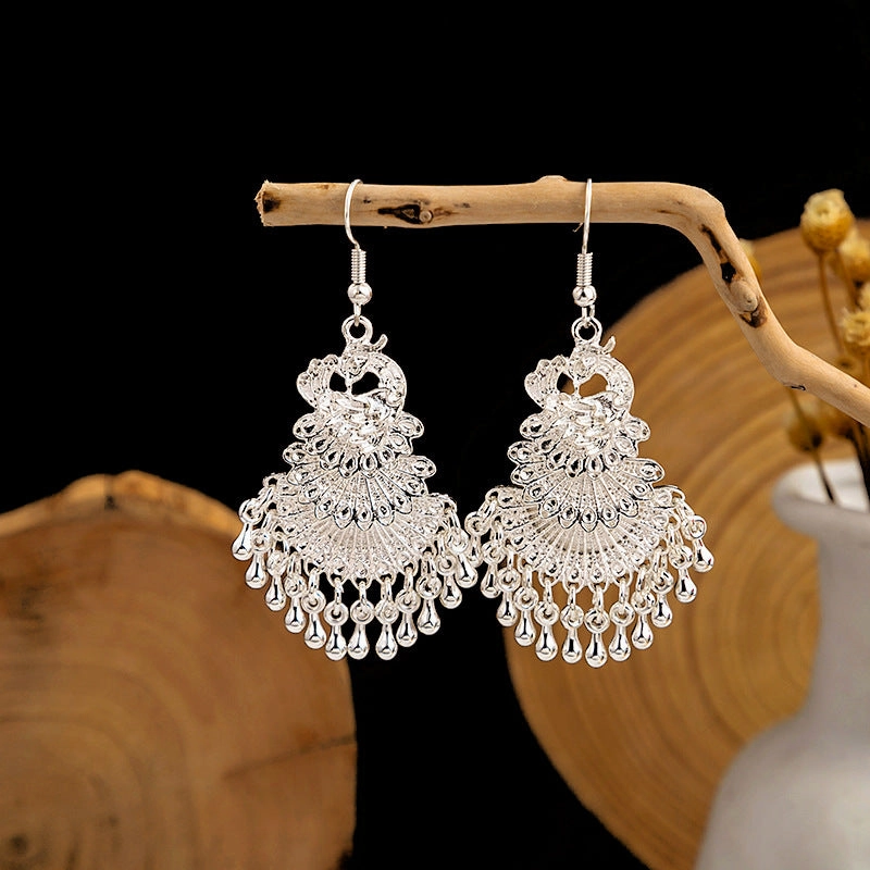 Wholesale Blue Peacock Alloy Earrings