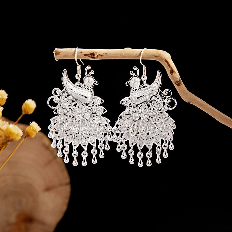 Wholesale Blue Peacock Alloy Earrings