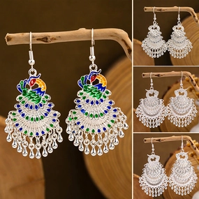Wholesale Blue Peacock Alloy Earrings