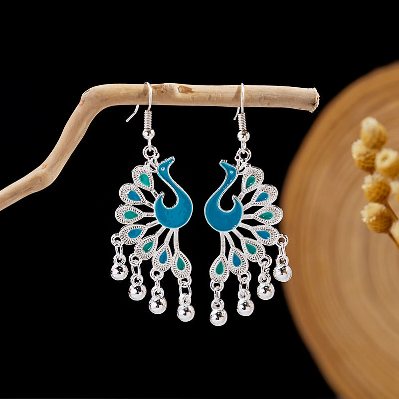Wholesale Blue Peacock Alloy Earrings