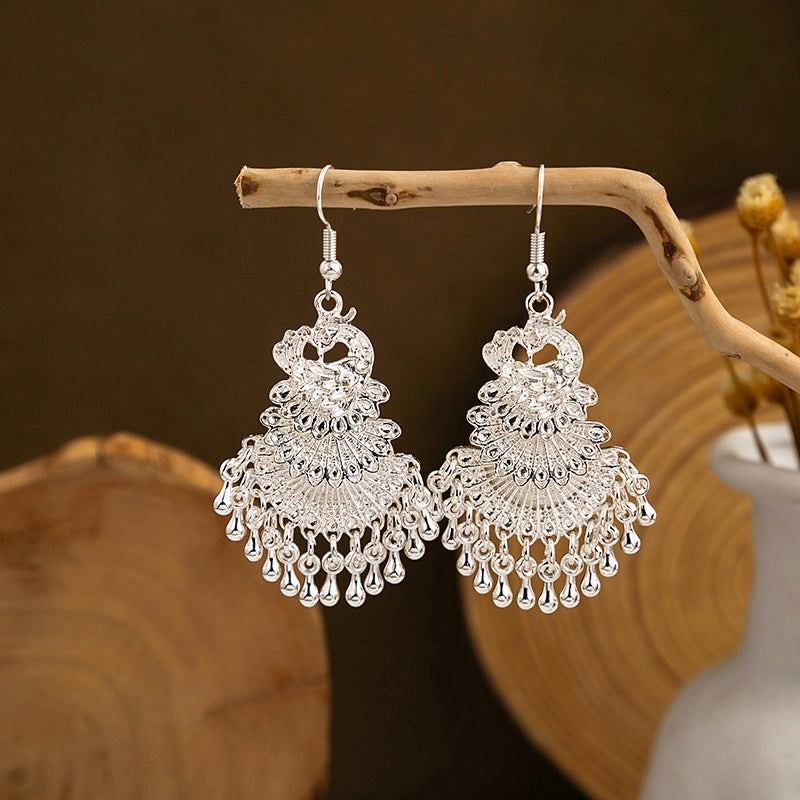 Wholesale Blue Peacock Alloy Earrings
