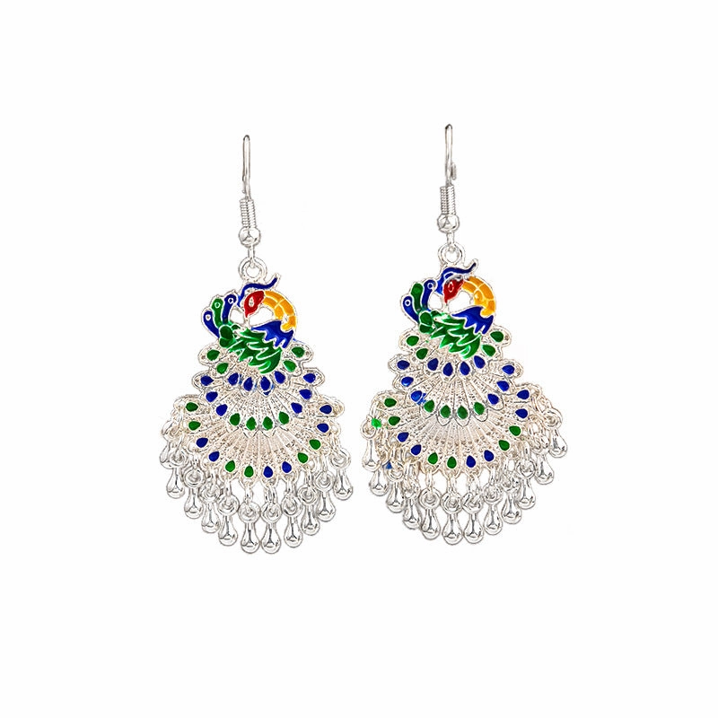 Wholesale Blue Peacock Alloy Earrings