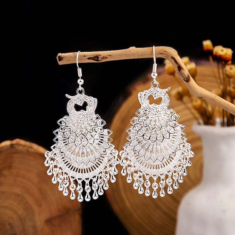 Wholesale Blue Peacock Alloy Earrings