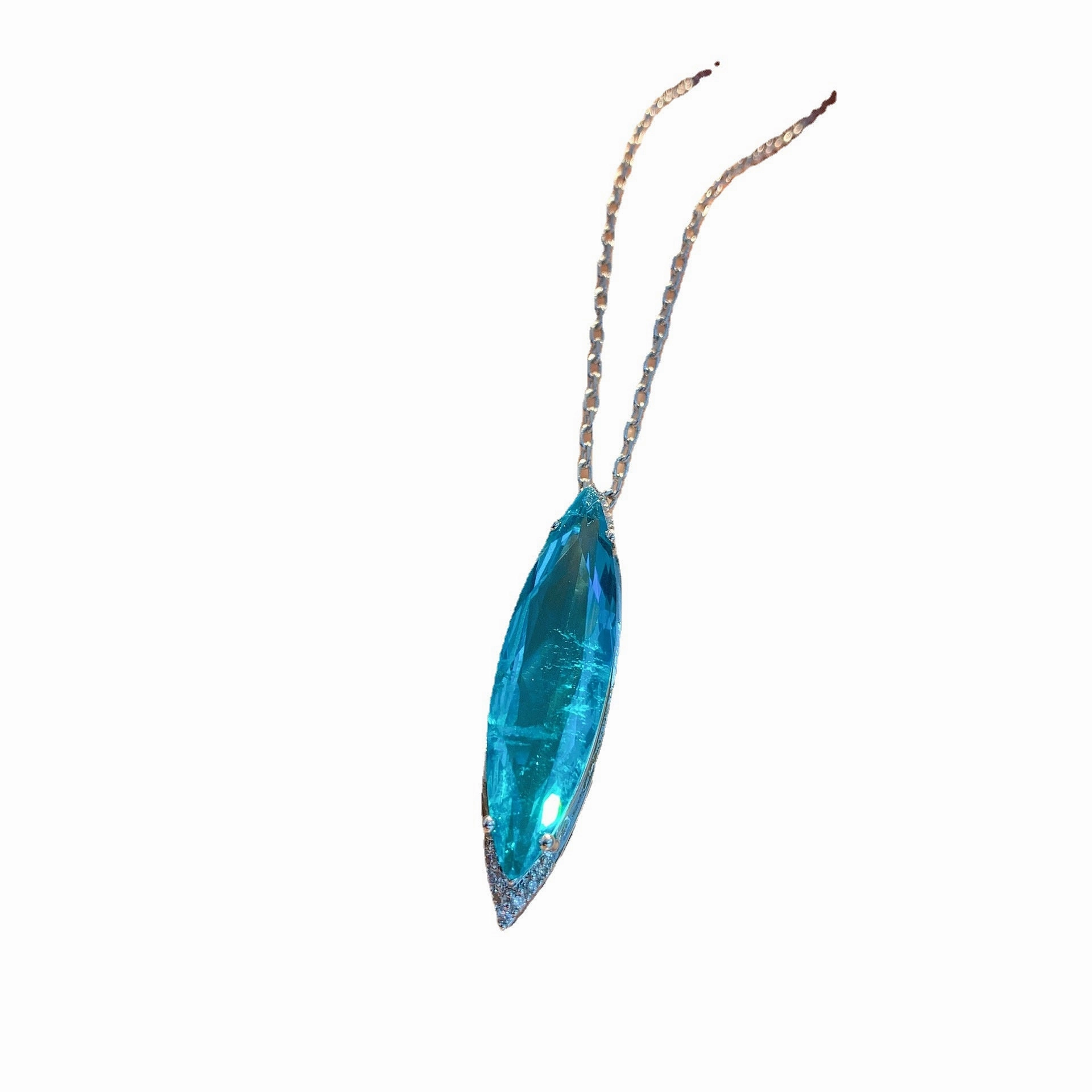 Wholesale Blue Simulated Paraiba Earrings Necklace Jewelry Set