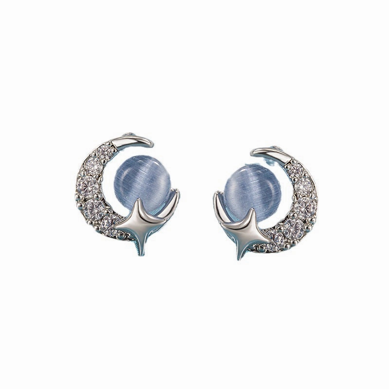 Wholesale Blue Star Moon Earrings and Earrings