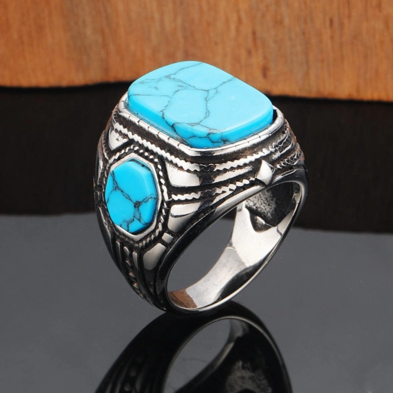 Wholesale Blue Turquoise Vintage Personalized Silver Rings