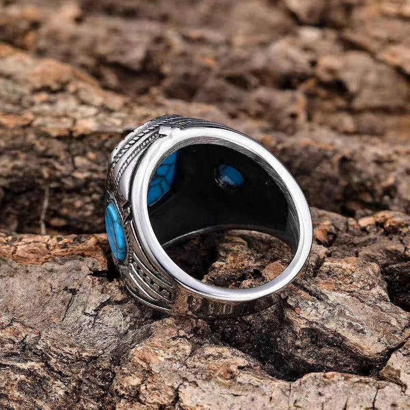 Wholesale Blue Turquoise Vintage Personalized Silver Rings