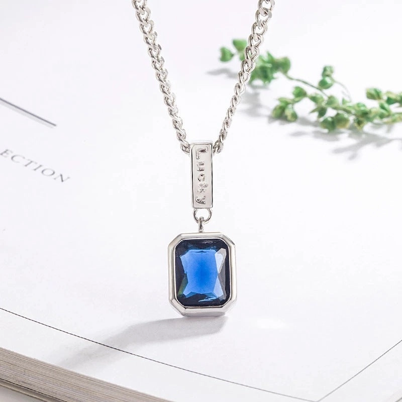 Wholesale Blue Zircon Diamond Set Chunky Chain Copper Necklaces