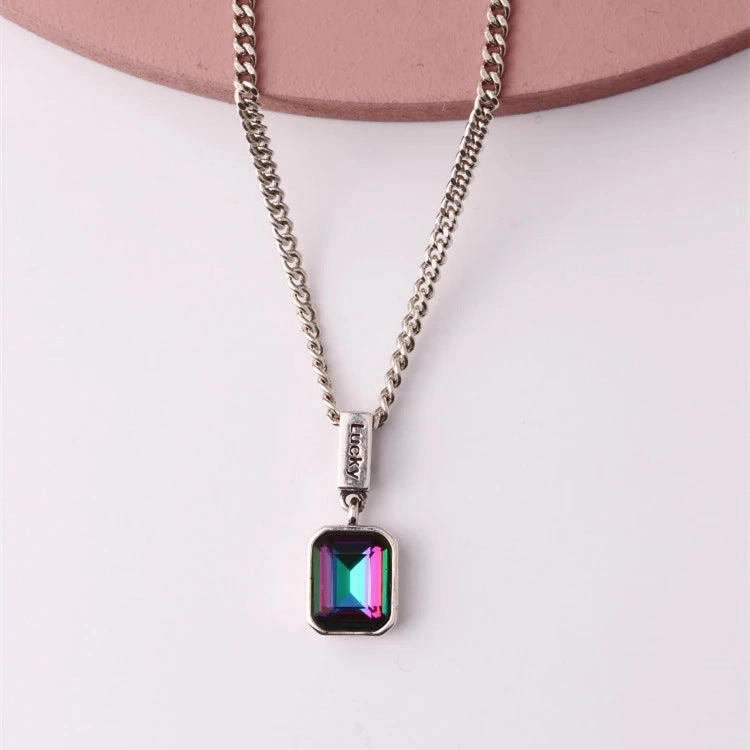 Wholesale Blue Zircon Diamond Set Chunky Chain Copper Necklaces
