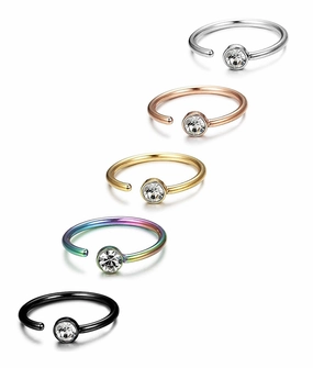 Wholesale Body Piercing C Shape Stainless Steel Rhinestone Nose Ring