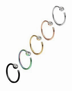 Wholesale Body Piercing C Shape Stainless Steel Rhinestone Nose Ring