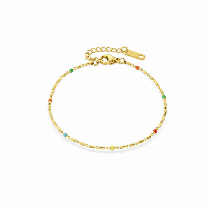 Wholesale Bohemia Colored Rice Beads Stainless Steel Necklace