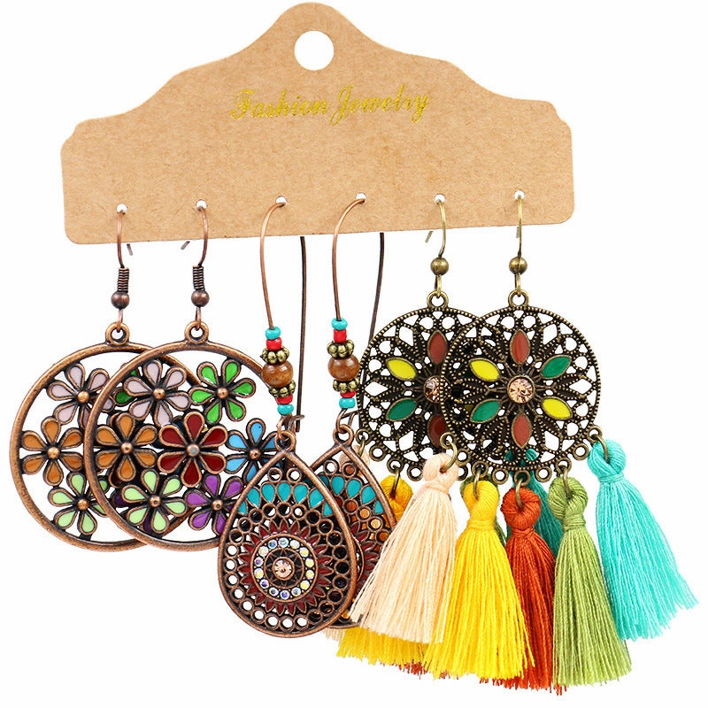 Wholesale Bohemian 3 Set Alloy Earrings