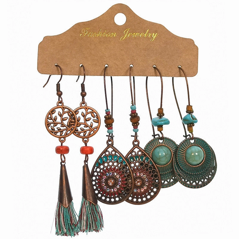 Wholesale Bohemian 3 Set Alloy Earrings