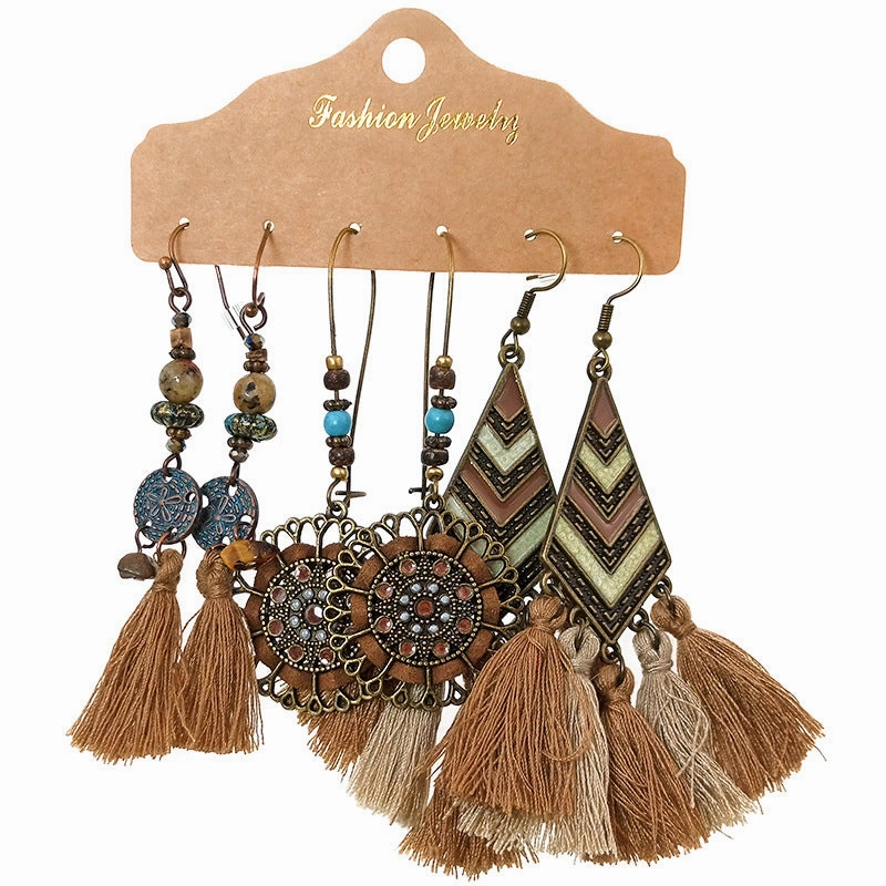 Wholesale Bohemian 3 Set Alloy Earrings