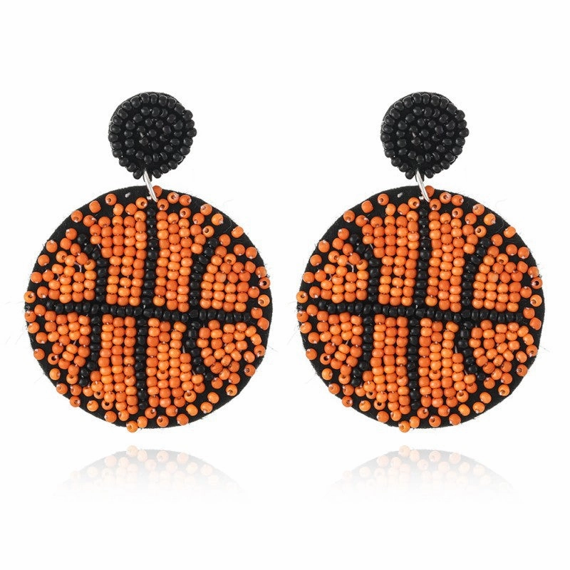Wholesale Bohemian Ball Fabric Rice Bead Earrings