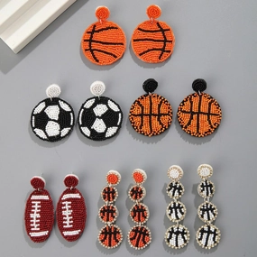 Wholesale Bohemian Ball Fabric Rice Bead Earrings