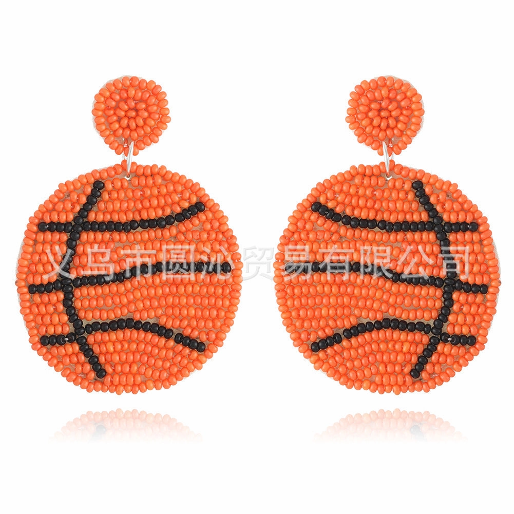 Wholesale Bohemian Ball Fabric Rice Bead Earrings