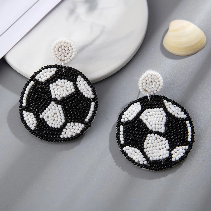 Wholesale Bohemian Ball Fabric Rice Bead Earrings