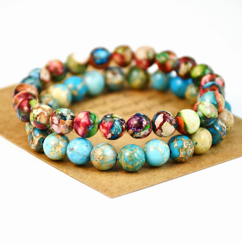 Wholesale bohemian beaded colorful emperor stone bracelet