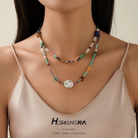 Wholesale Bohemian Beaded Medieval Necklace Collarbone Chain