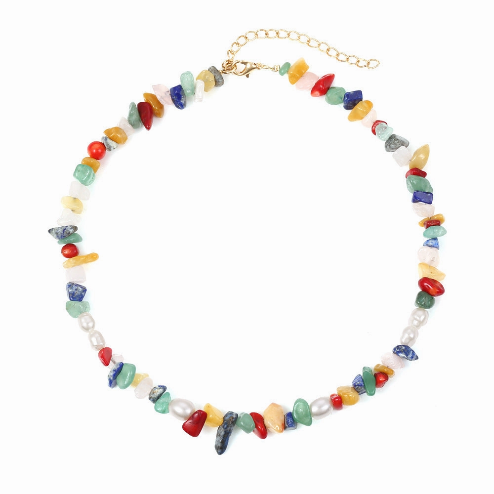 Wholesale Bohemian Beaded Pearl Gravel Necklace