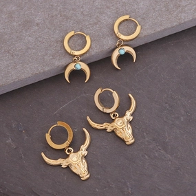 Wholesale Bohemian Bull Moon Stainless Steel Earrings