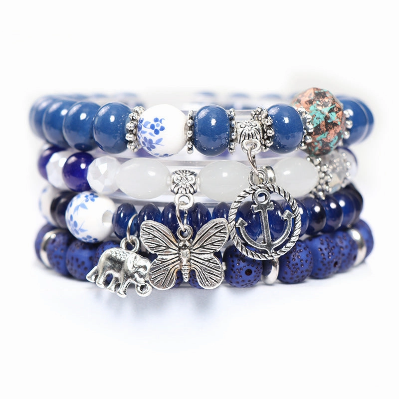Wholesale Bohemian Butterfly Multilayer Glass Bracelet Set