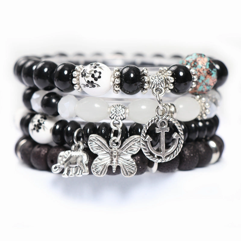 Wholesale Bohemian Butterfly Multilayer Glass Bracelet Set
