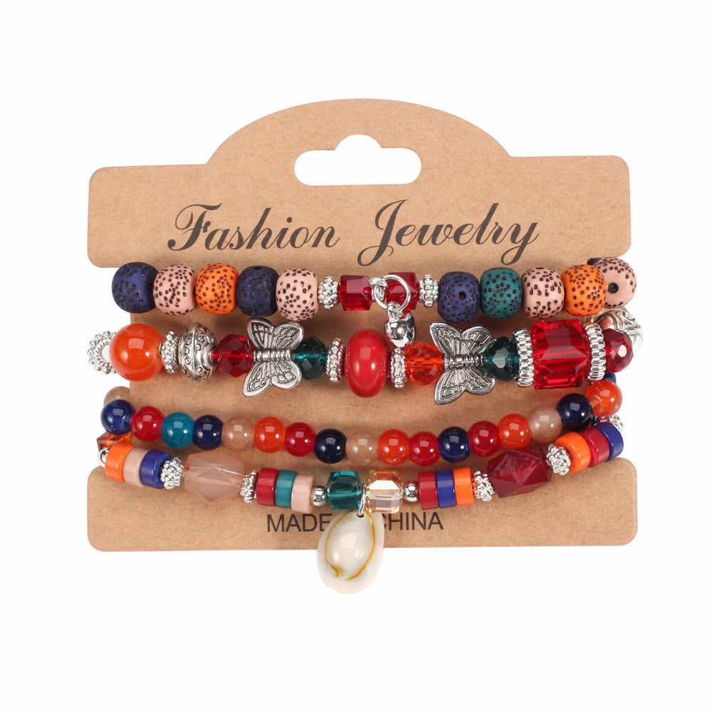 Wholesale Bohemian Butterfly Shell Love Multi-layered Bracelet