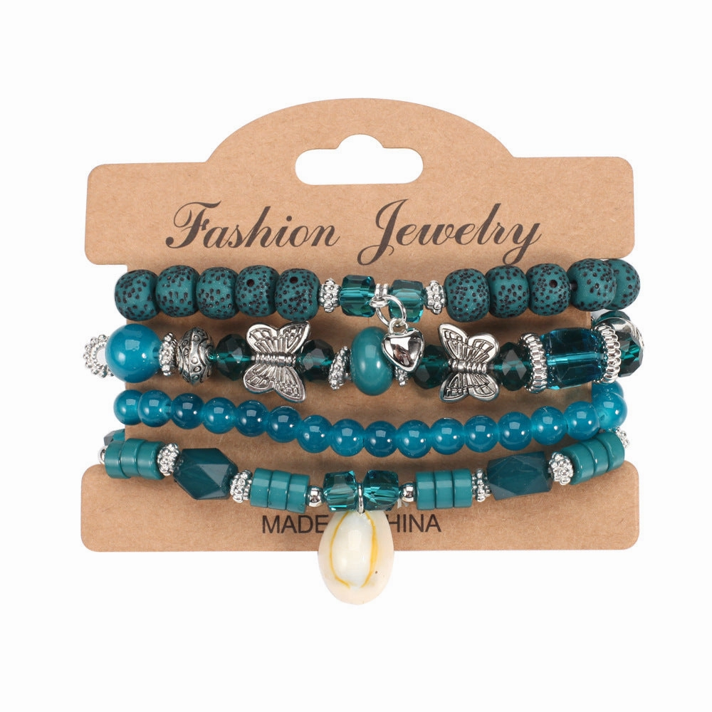 Wholesale Bohemian Butterfly Shell Love Multi-layered Bracelet