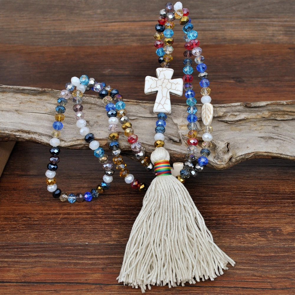 Wholesale Bohemian Color Crystal Necklace Sweater Chain