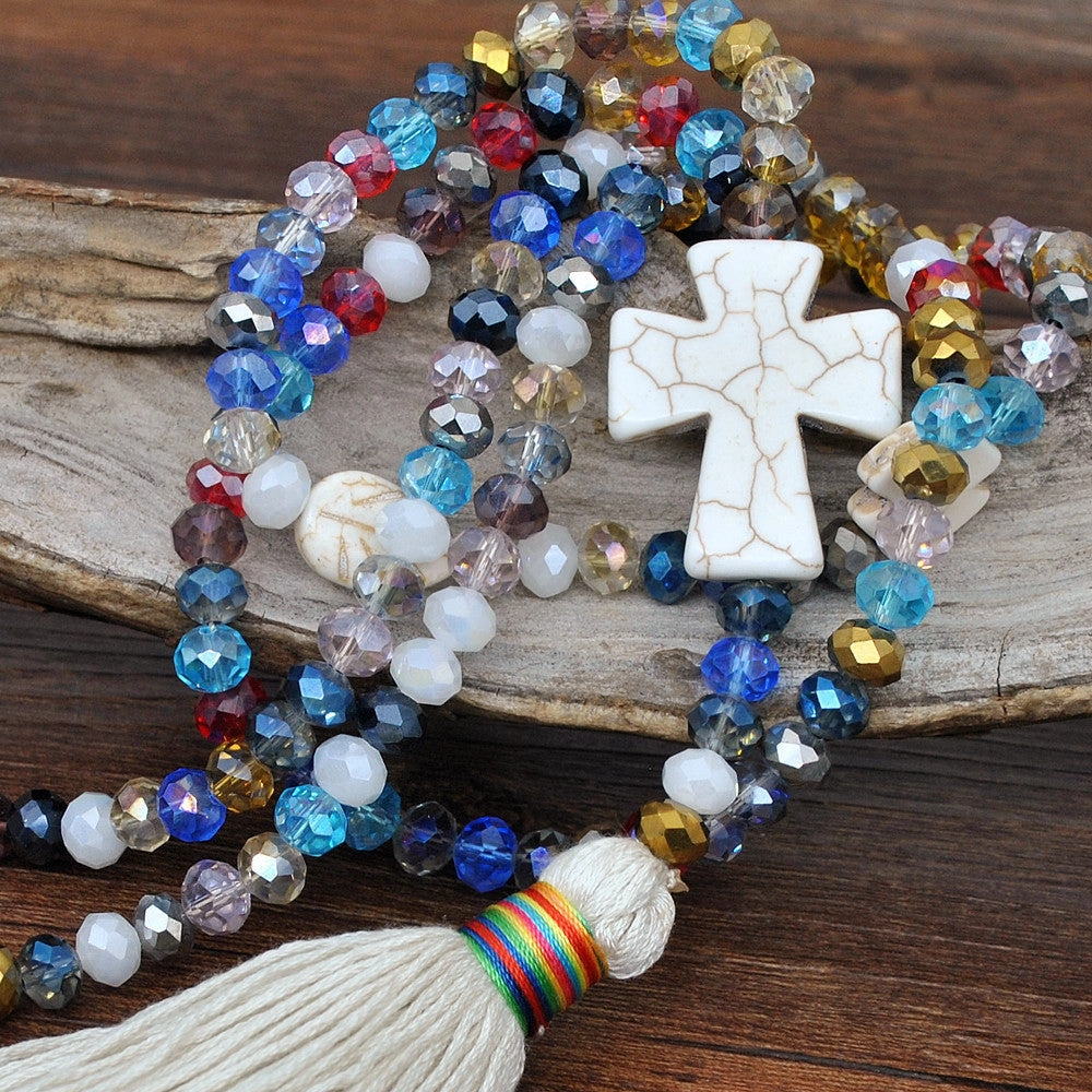 Wholesale Bohemian Color Crystal Necklace Sweater Chain