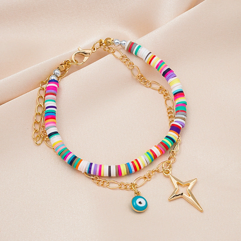 Wholesale Bohemian Colored Clay Multilayered Bracelet