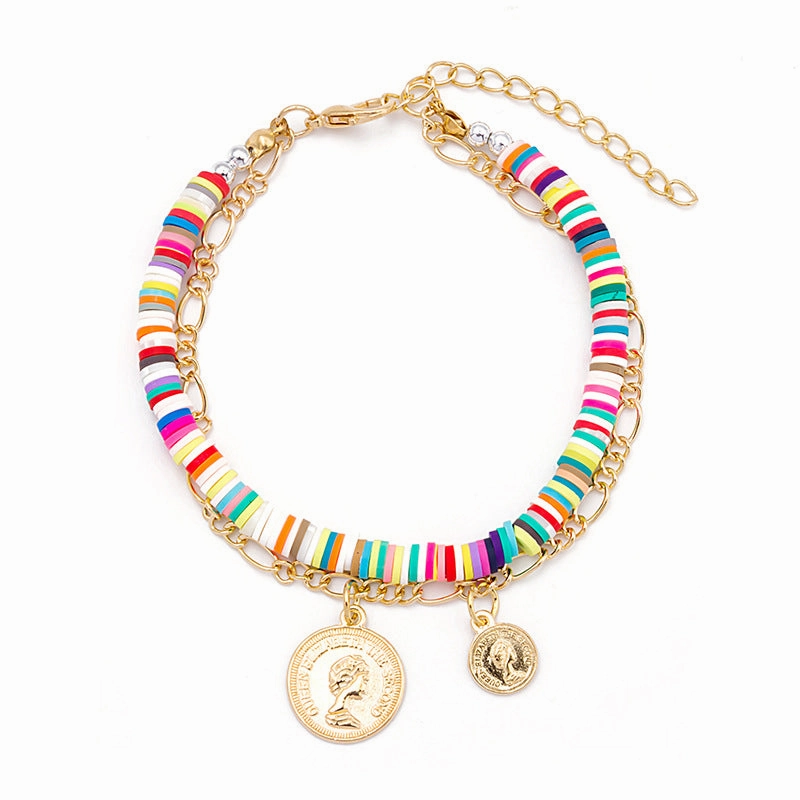 Wholesale Bohemian Colored Clay Multilayered Bracelet