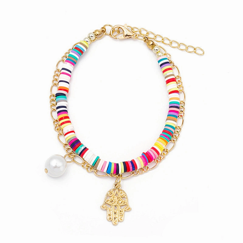 Wholesale Bohemian Colored Clay Multilayered Bracelet