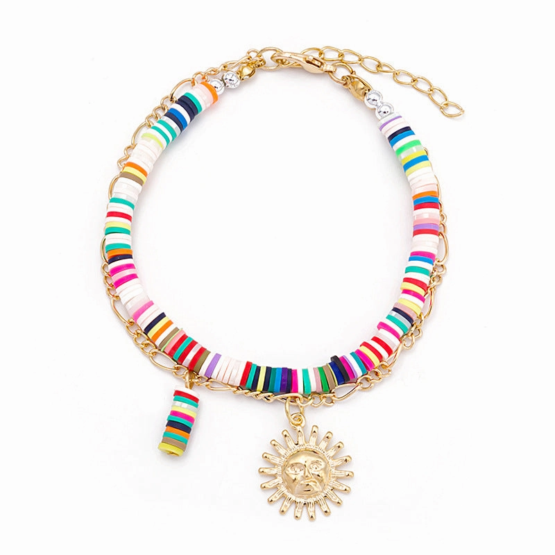 Wholesale Bohemian Colored Clay Multilayered Bracelet