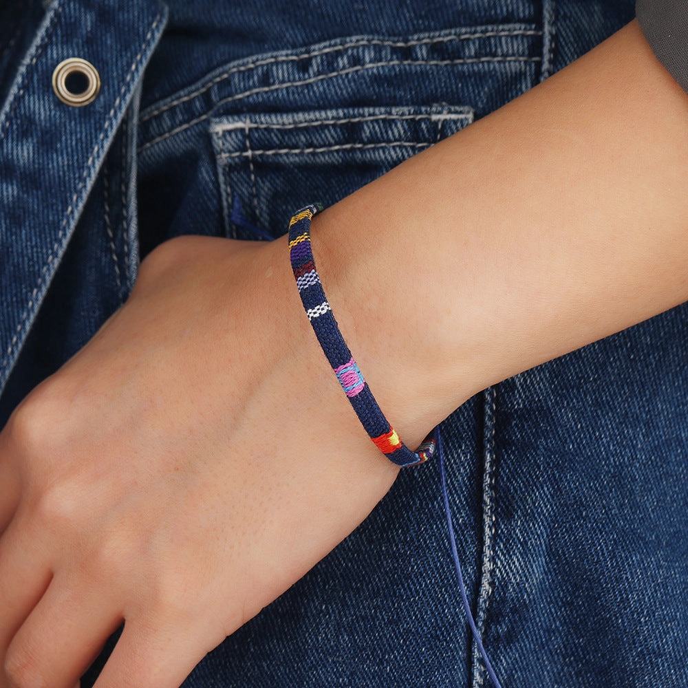 Wholesale Bohemian Colored Cotton Linen Woven Bracelet