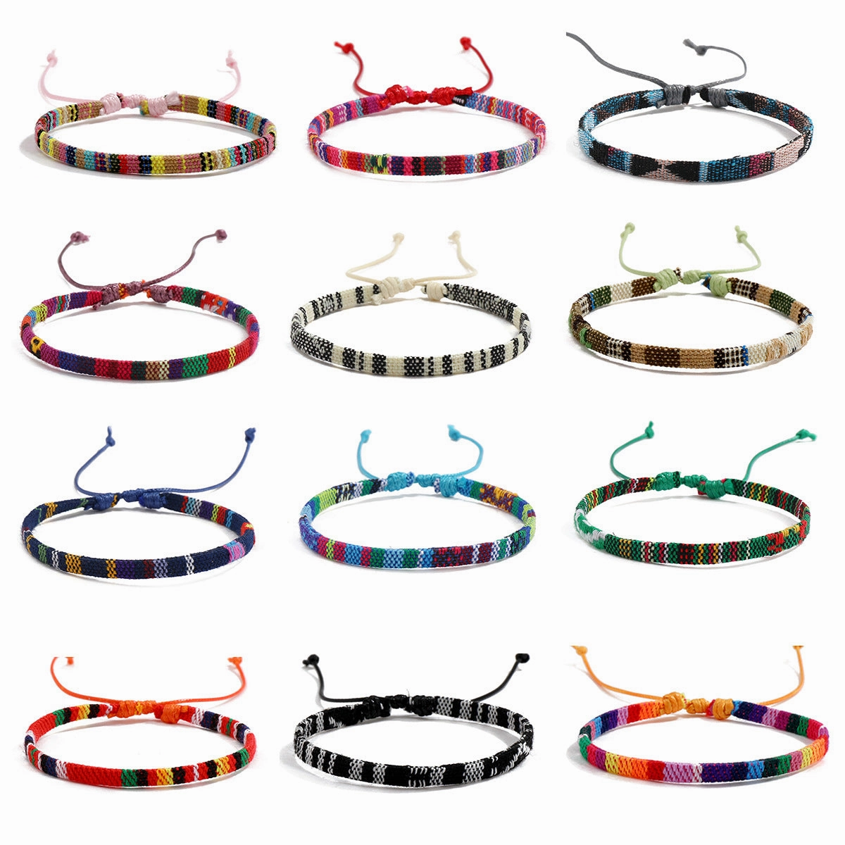 Wholesale Bohemian Colored Cotton Linen Woven Bracelet