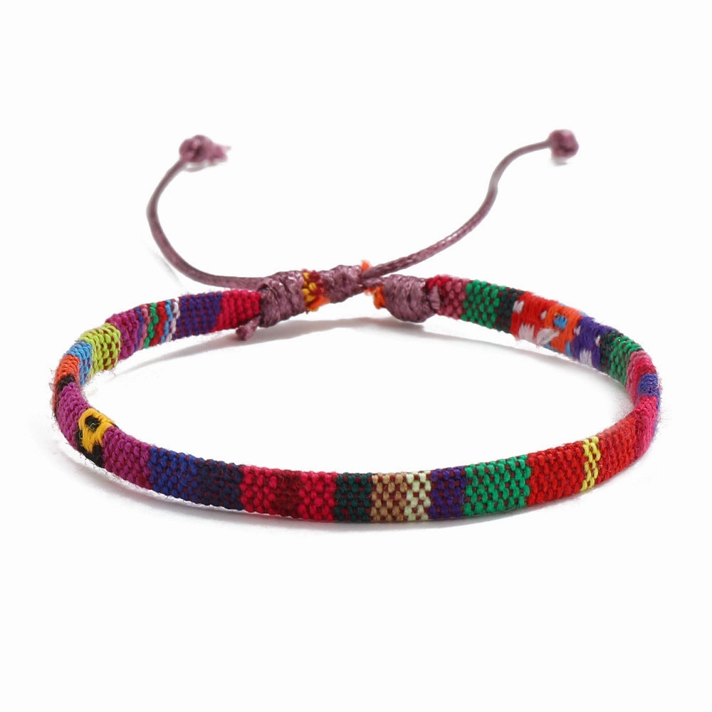 Wholesale Bohemian Colored Cotton Linen Woven Bracelet