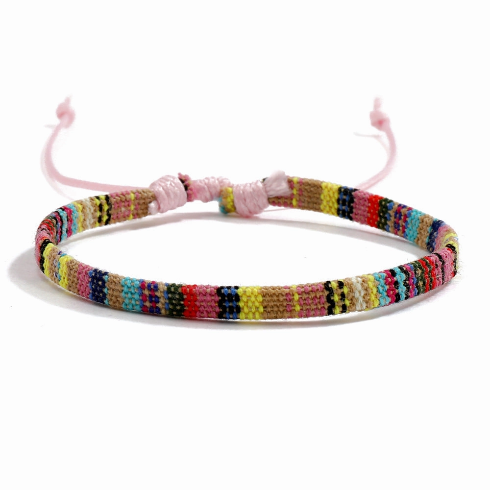 Wholesale Bohemian Colored Cotton Linen Woven Bracelet