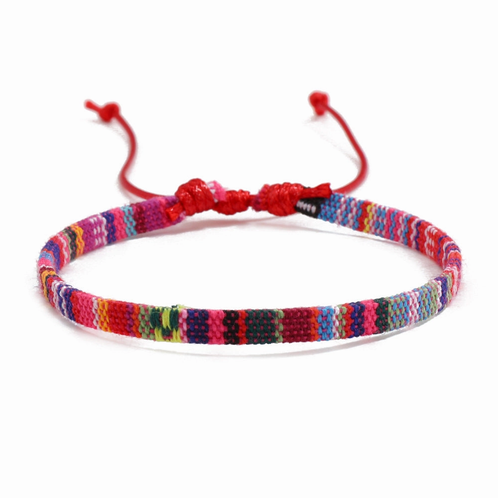 Wholesale Bohemian Colored Cotton Linen Woven Bracelet