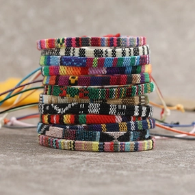 Wholesale Bohemian Colored Cotton Linen Woven Bracelet