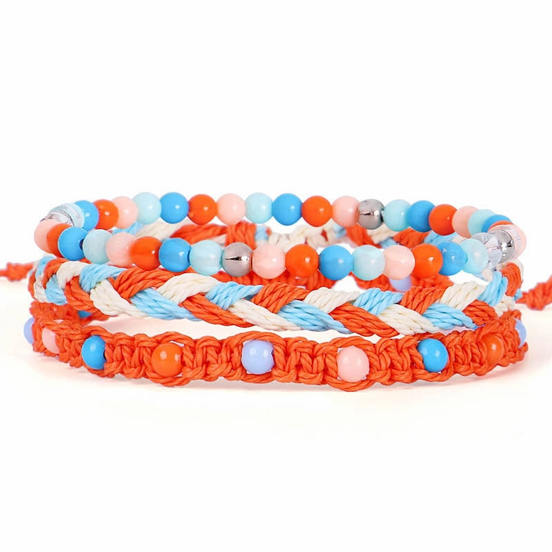 Wholesale Bohemian Colorful Beaded Bracelet Set of 3
