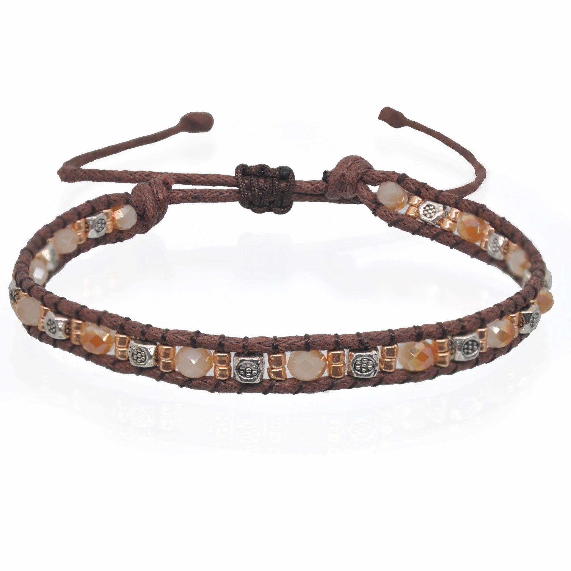 Wholesale Bohemian Colorful Rice Beads Double Strand Woven Rope Stretch Bracelet