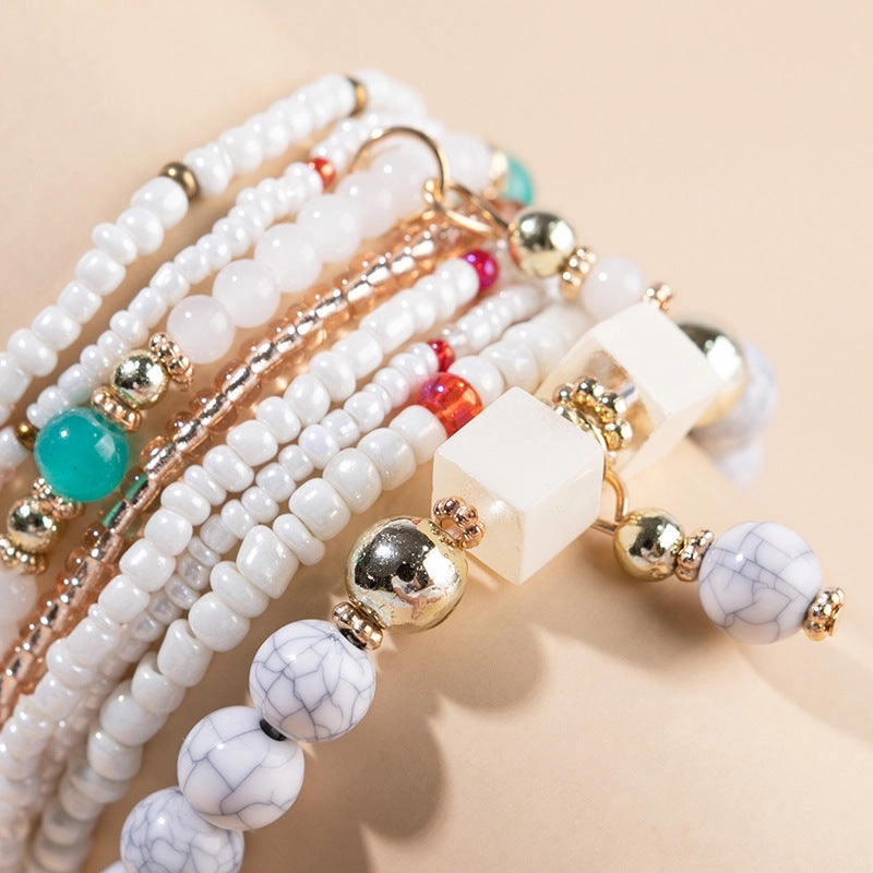 Wholesale Bohemian Contrast Color Stacked Beaded Bracelet Set